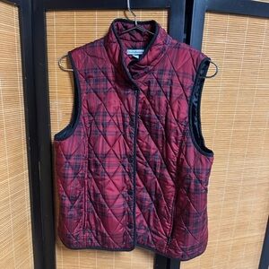 Croft & Barrow Red Black Plaid Vest